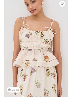 en saison tulsa ivory floral fruit print peplum camisole top blouse small NEW